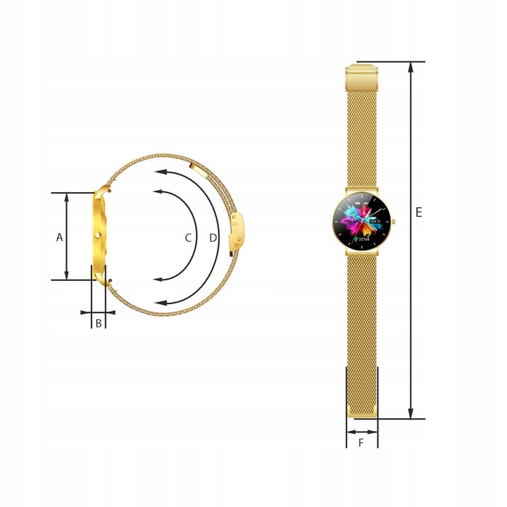 Smartwatch Zegarek Damski Złoty Manta Alexa LUX GOLD 2 Paski menu PL