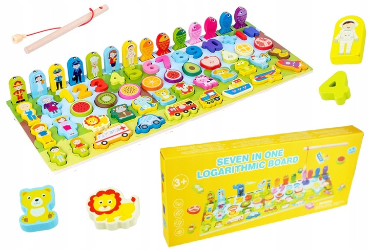 DREWNIANA LOGARYTMICZNA TABLICA MONTESSORI 7w1