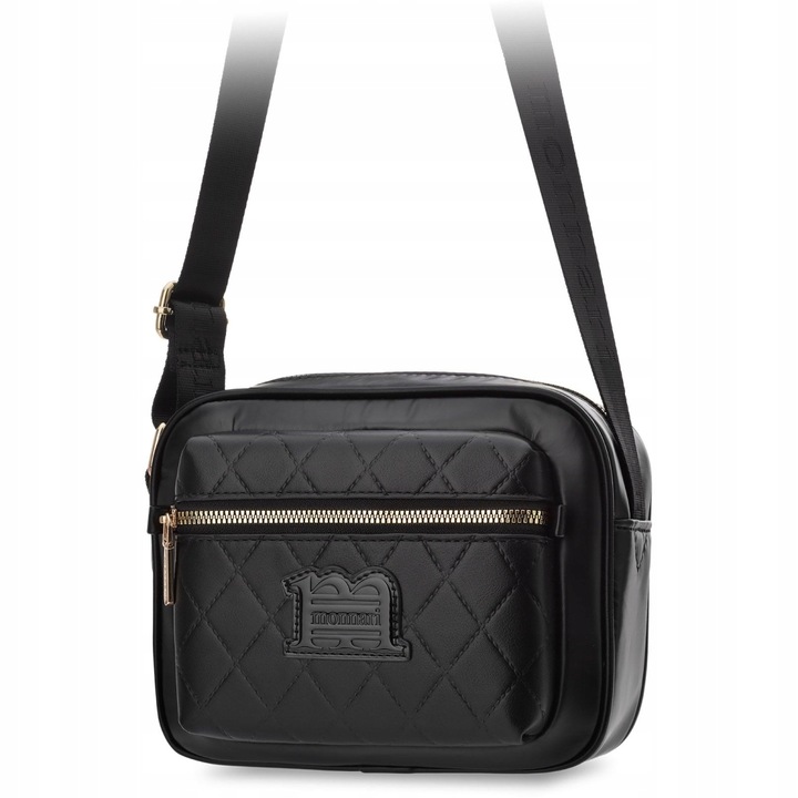 Monnari Czarna Pikowana Torebka Listonoszka Damska Z Paskiem Pojemna Torba