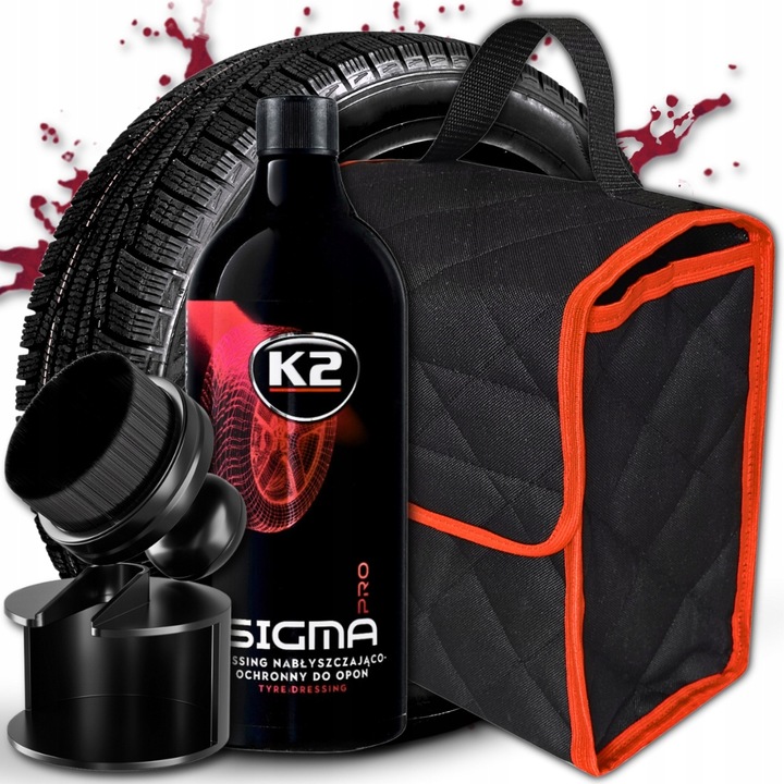 K2 SIGMA TRACO NABŁYSZCZANIE OCHRONA dressing OPON APLIKATOR KUFEREK RZEP