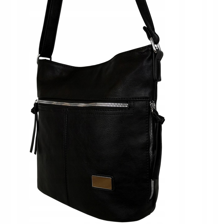 Torebka Damska Listonoszka Czarna Torba Worek Na Ramię Długi Pasek Lekka A5