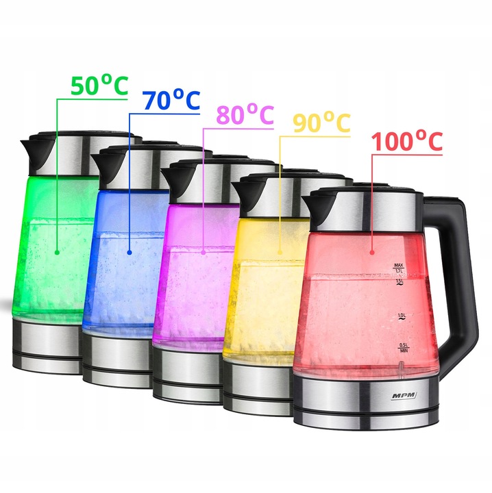 Czajnik elektryczny bezprzewodowy regulacja temperatury szklany MPM MCZ-116