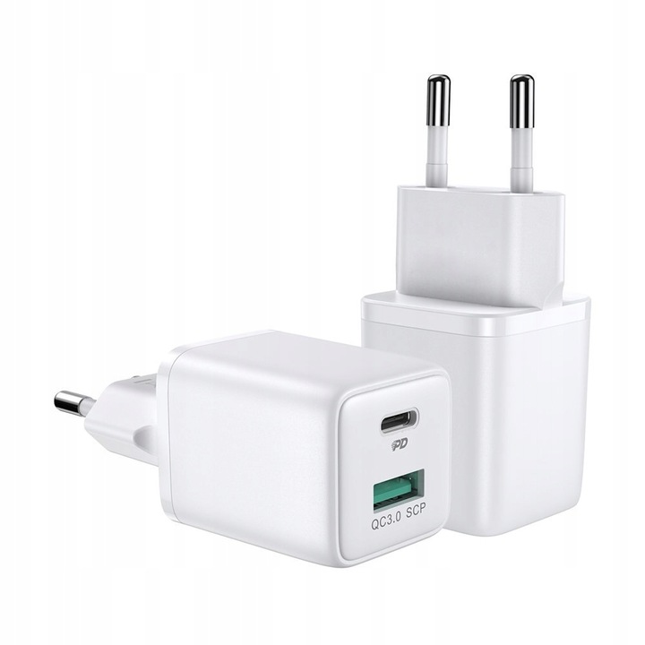ŁADOWARKA SIECIOWA ZASILACZ 30W USB/USB-C SZYBKIE ŁADOWANIE