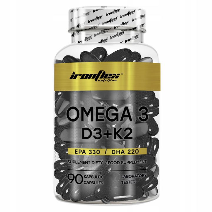 IRONFLEX OMEGA 3 D3+K2+ VIT E 90 kaps ZDROWE SERCE KOŚCI ZĘBY KWASY EPA DHA
