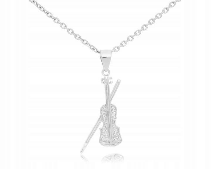 ŁAŃCUSZEK SREBRNY z ZAWIESZKĄ SKRZYPCE NASZYJNIK DAMSKI dł. 40 cm 925