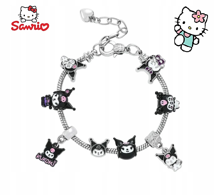 Bransoletka Modułowa Kotek Hello Kitty Kuromi Zawieszka Charms Cześć Kotku