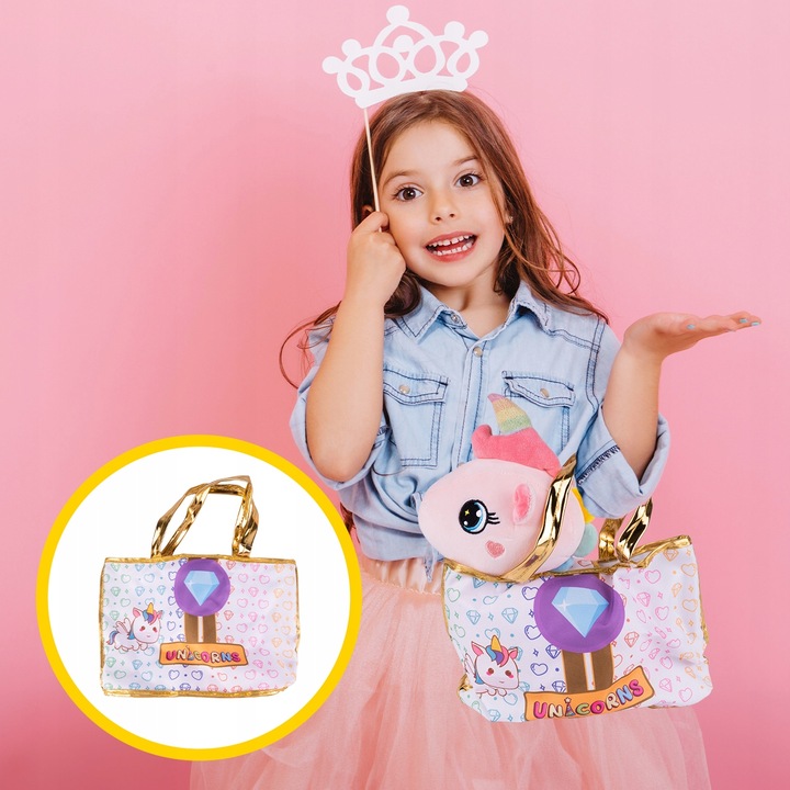PLUSZOWY JEDNOROŻEC Z TOREBKĄ PLUSZOWA MASKOTKA PRZYTULANKA PLUSZAK UNICORN