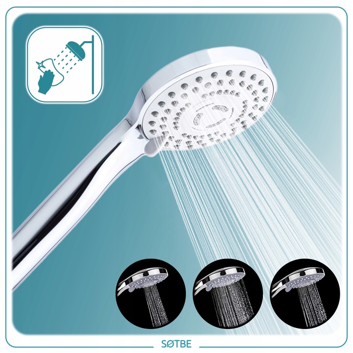 Prysznicowa słuchawka 3 funkcje Anti calc Wodooszczędna Wysokie ciśnienie