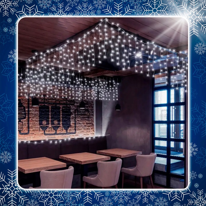 SOPLE 500 LED biały zimny + FLASH LAMPKI ZEWNĘTRZNE 23m GIRLANDA Kurtyna