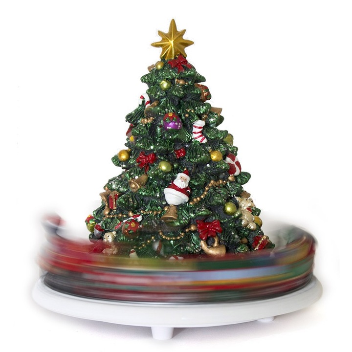 CHOINKA Z POZYTYWKĄ Z OBRACAJĄCA SIĘ KOLEJKĄ KARUZELA FIGURKA ŚWIĄTECZNA
