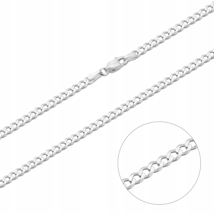 SREBRNY ŁAŃCUSZEK ŁAŃCUCH 925 SPLOT PANCERKA 3,3mm / 45 cm - SREBRO M.JOPEK