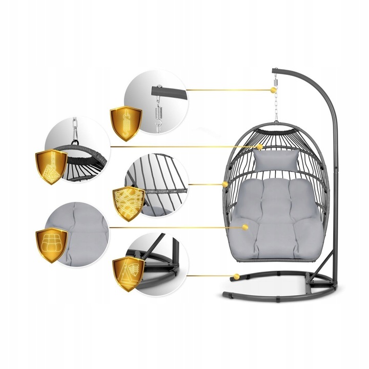 Sofotel Fotel ogrodowy wiszący Luisiana szary + szare poduszki Sofotel