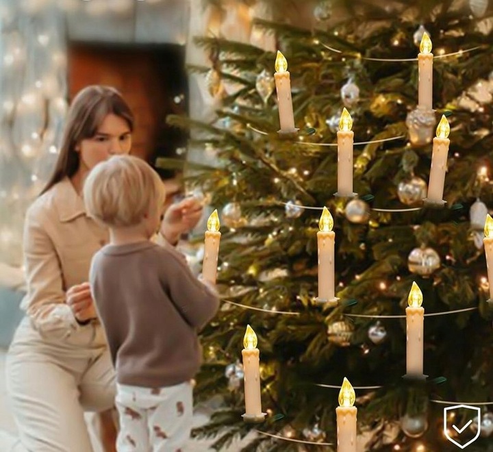 RETRO LAMPKI OŚWIETLENIE CHOINKOWE LED ŚWIECE 40szt. PILOT ŚWIECZKI