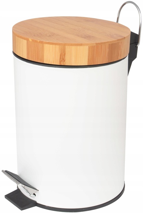 Kosz na śmieci łazienkowy 3l bambus śmietnik do wc łazienki kuchni biały