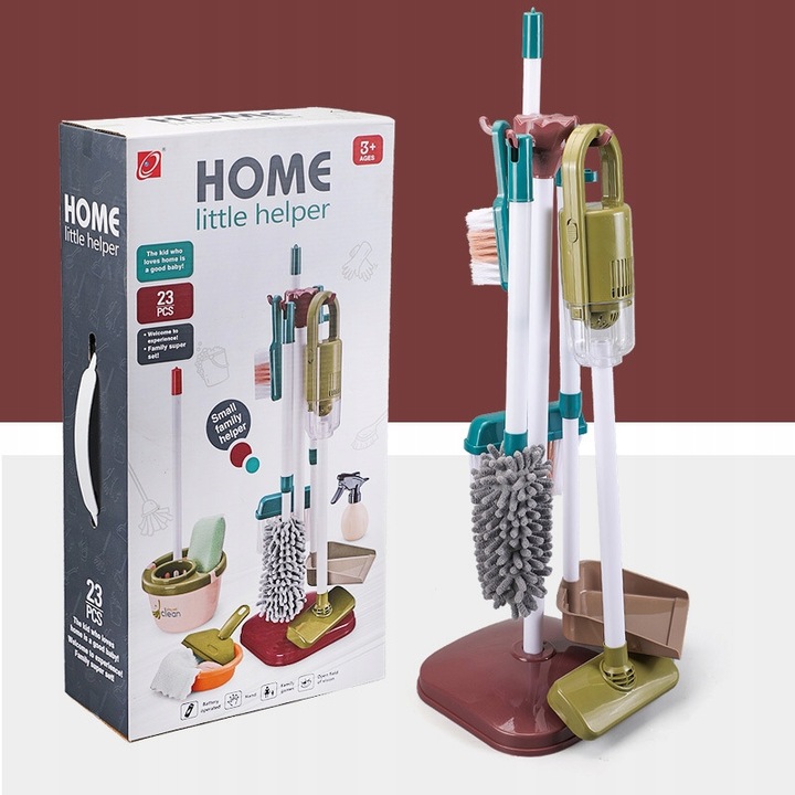ZESTAW DO SPRZĄTANIA DLA DZIECI ODKURZACZ ŚMIATKA WIADERKO MOP AKCESORIA XL