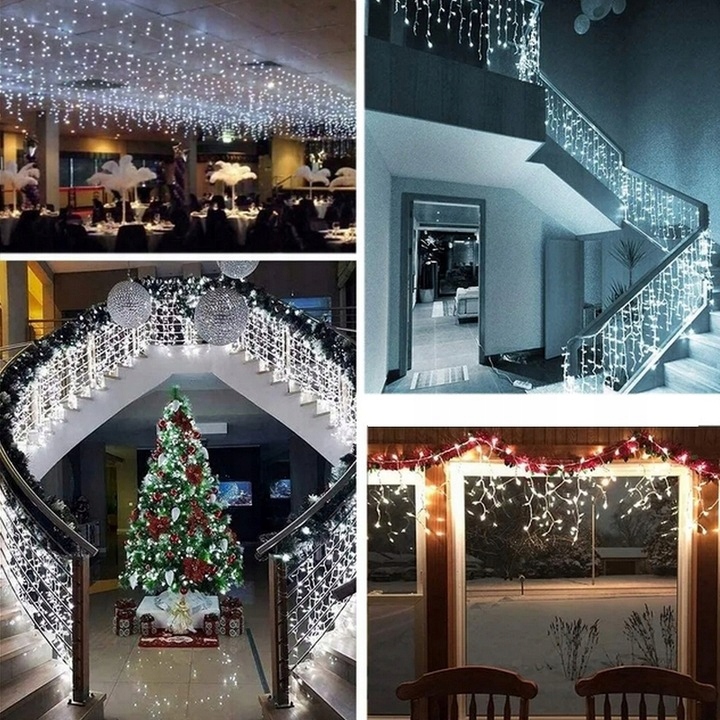 SOPLE 500 LED LAMPKI ZEWNĘTRZNE ŚWIĄTECZNE BIAŁE 8 TRYBÓW IP44