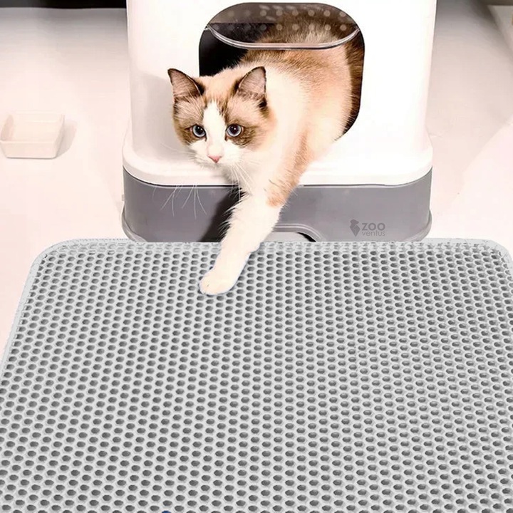 BARDZO DUŻA MATA POD KUWETE Dwuwarstwowa PODKŁADKA dla kota SZARA 75x55