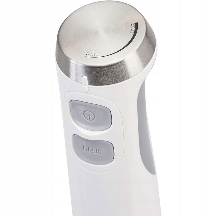 BIAŁY BLENDER RĘCZNY Z PRZEZROCZYSTĄ MIARKĄ RÓŻNE TRYBY PRĘDKOŚCI 600 W