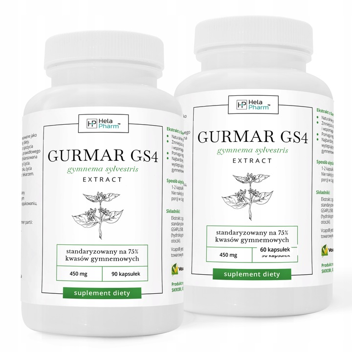 Gurmar GS4 75% kwasów gymnemowych ODCHUDZANIE, CUKIER, APETYT 90 kapsułki