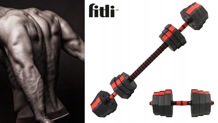 Hantle regulowane bitumiczne 20kg ZESTAW HANTLI 2x10kg obciążenie sztanga