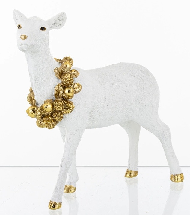 Figurka Jeleń Biała Świąteczna Dekoracyjna17x18x5cm i 22x17x8cm