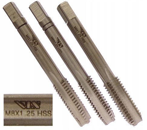 GWINTOWNIK RĘCZNY M8 HSS VIS KOMPLET GWINTOWNIKÓW 8mm