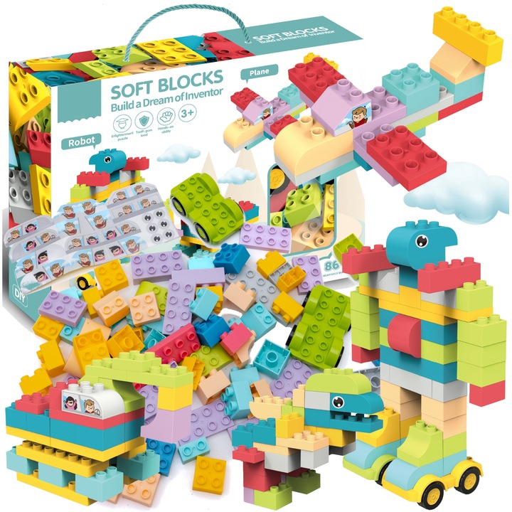 KLOCKI budowlane konstrukcyjne DUŻE ELEMENTY podwozia Zestaw XXL 86 el.