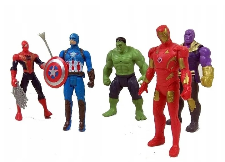 AVENGERS ZESTAW FIGURKI 5 FIGUREK AMERYKA SPIDERMAN BATMAN HULK IRON 2165