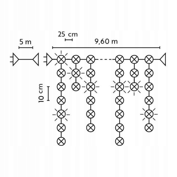 Kurtyna flesz 200LED 9,6m biały zimny zewnętrzna