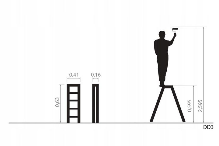 Drabina drabinka taboret 3 Stopniowa podest MOCNA WYTRZYMAŁA PREMIUM
