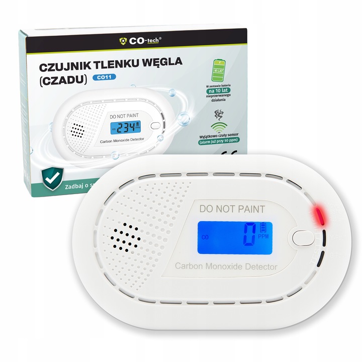 CZUJNIK CZADU TLENKU WĘGLA CO-Tech CO11 | BATERIA NA 10 LAT | CERTYFIKOWANY