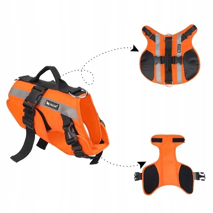 KAPOK dla Psa do Pływania Kamizelka Ratunkowa do Wody z Odblaskami roz. L