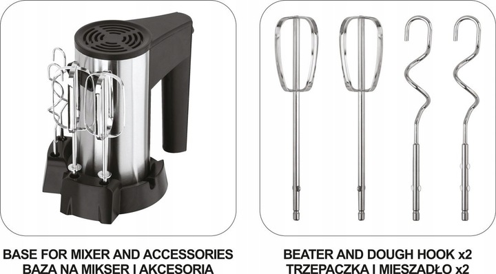 MIKSER RĘCZNY KUCHENNY Z PODSTAWĄ 250W 5 BIEGÓW + TURBO 4 MIESZADŁA LUND