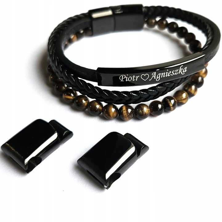 Bransoletka męska REGULOWANA 20-23CM TYGRYSIE OKO SKÓRA JAKOŚĆ VERSATILE