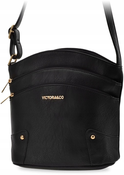 Pojemna TOREBKA DAMSKA NA RAMIĘ Duża LISTONOSZKA Czarna Skórzana TORBA