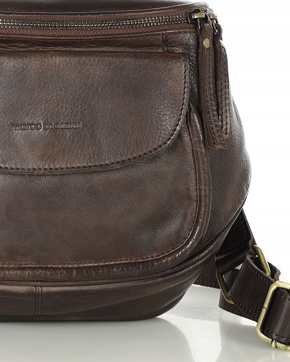 Torebka LISTONOSZKA damska SKÓRZANA szeroki pasek