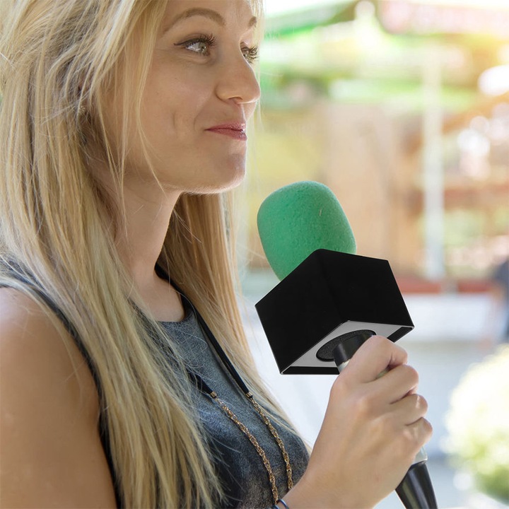 MIKROFON FLAGA KOSTKA STACJA MIKROFONOWA PRZENOŚNE LOGO