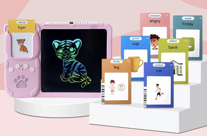 CZYTNIK KART TABLET DO NAUKI ANGIELSKIEGO SŁÓWEK 2W1 112 KART 224 SŁÓWKA