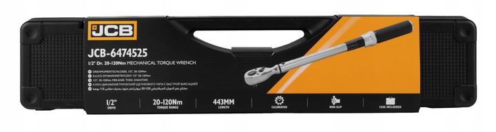 KLUCZ DYNAMOMETRYCZNY Z BLOKADĄ CERTYFIKAT KALIBRACJI ETUI 20-120NM 1/2"JCB