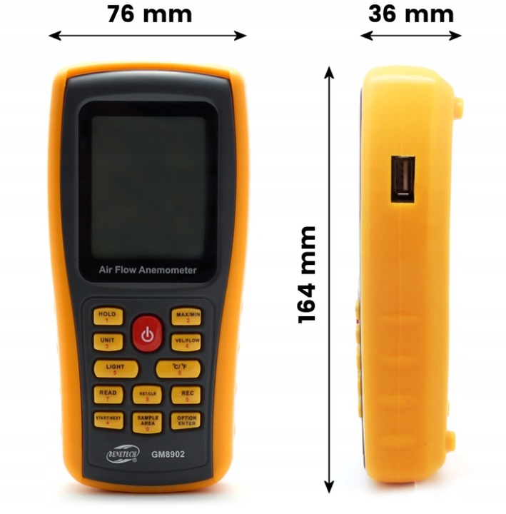 ANEMOMETR WIATROMIERZ MIERNIK WIATRU DO KLIMATYZACJI próg startu 0,5m/s USB