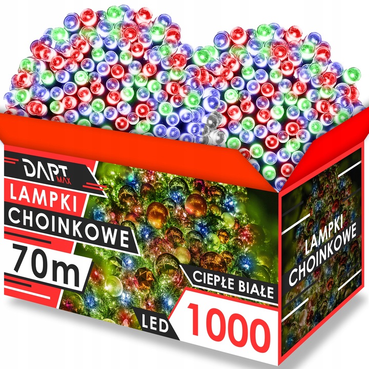 LAMPKI CHOINKOWE 1000 LED ZEWNĘTRZNE WEWNĘTRZNE MULTIKOLOR ŚWIĄTECZNE 70m