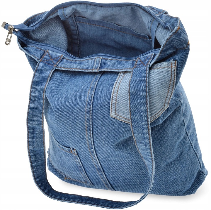 Jeansowa Torba Shopperka Duża Torebka Na Zakupy Dżinsowa Do Szkoły Pracy A4