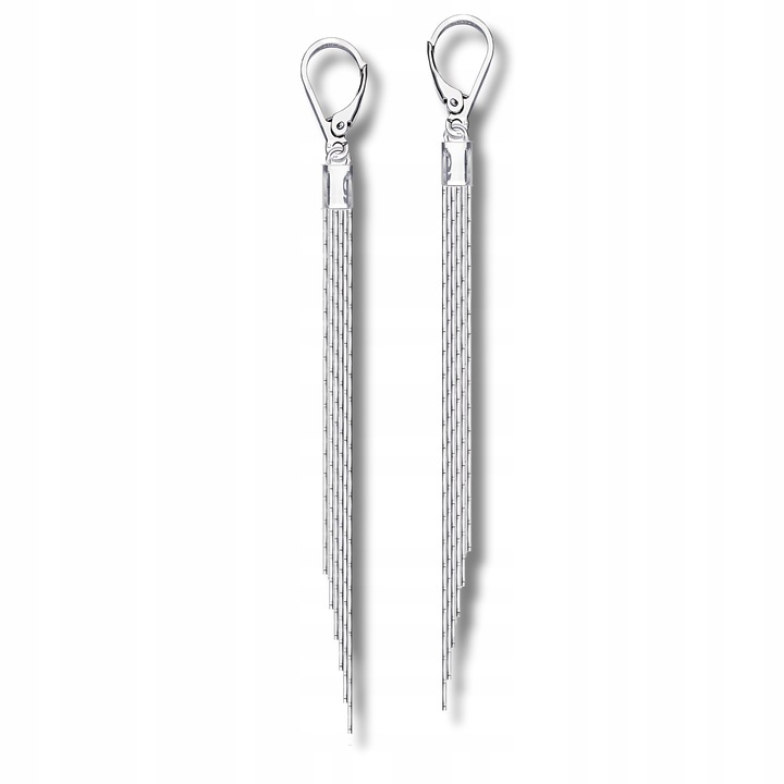 Srebrne 925 długie kolczyki 9 cm z łańcuszków cardano Pudełko ozdobne