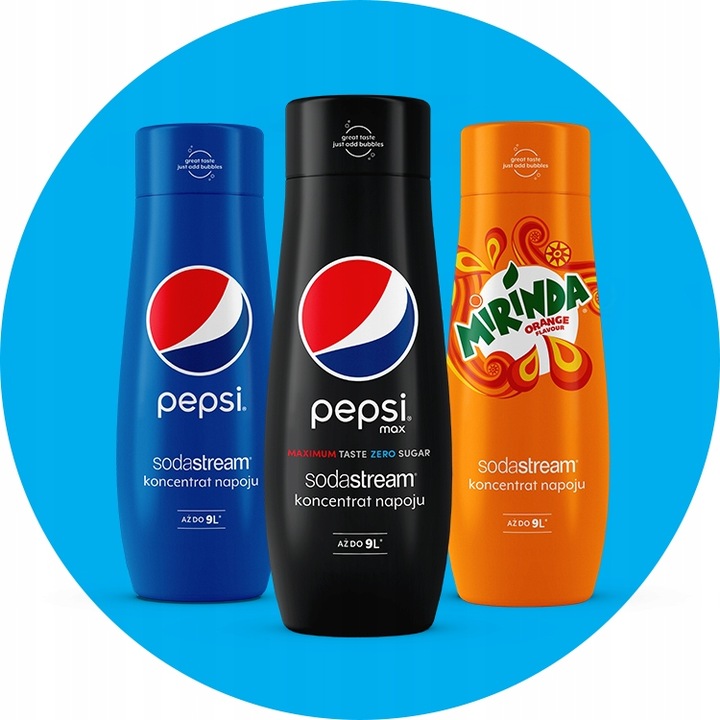 SODASTREAM TERRA Saturator zestaw 2 Butelki 1L + Butelka 0.5l + Syrop Pepsi