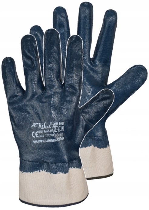 GRUBE rękawice robocze NITRYLOWE OLEJOODPORNE WODOODPORNE BHP 12 PAR r. 10