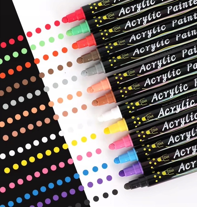 MARKERY AKRYLOWE ZESTAW 48 SZT Pisaki Flamastry Mazaki z farbą do kamieni