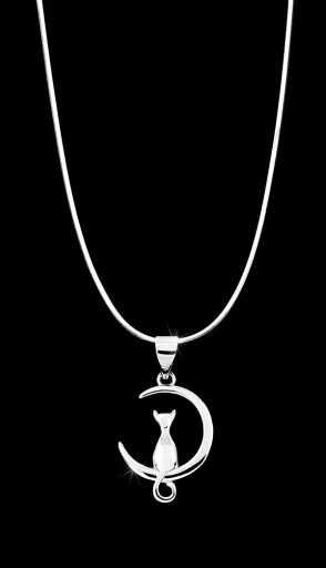 ŁAŃCUSZEK NASZYJNIK SREBRNY KOT KOTEK SREBRO 925 LINKA 45cm NA PREZENT