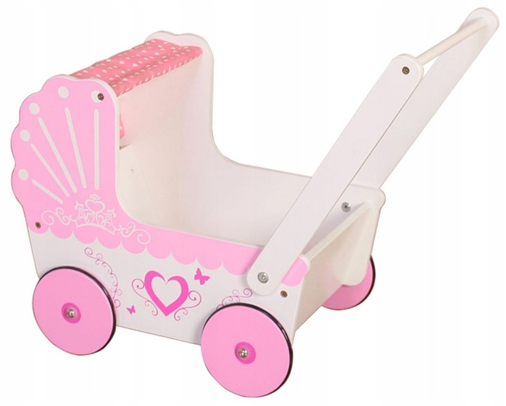 Wózek Dla Lalek Drewniany Chodzik Pchacz Antypoślizgowe Koła Super Wygląd