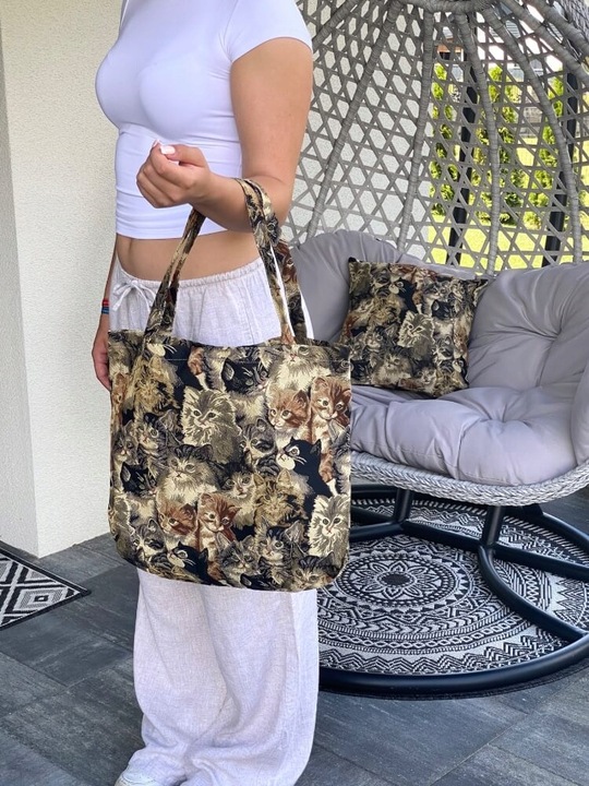 Gobelin Torba Duża 42x40 cm Kotki Koty