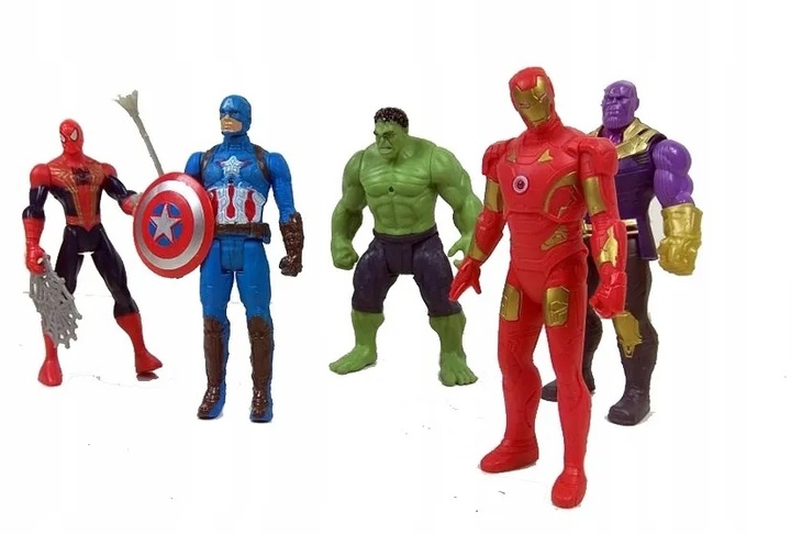 DUŻE FIGURKI AVENGERS HULK SPIDERMAN THANOS 5 SZT